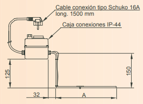 ELEMENTO CALEFACTOR DE INMERSIÓN FIJOS CON CAJA DE CONEXIONES IP-44 CON TERMOSTATO REGULABLE Y LIMITADOR TEMPERATURA