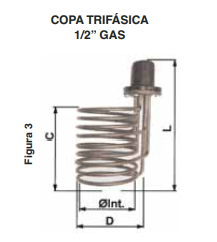 ELEMENTO CALEFACTOR COPA TRIFÁSICA 1/2” GAS