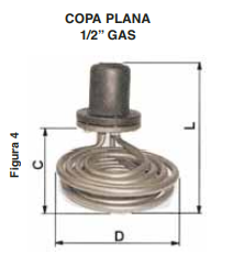 ELEMENTO CALEFACTOR COPA PLANA 1/2” GAS